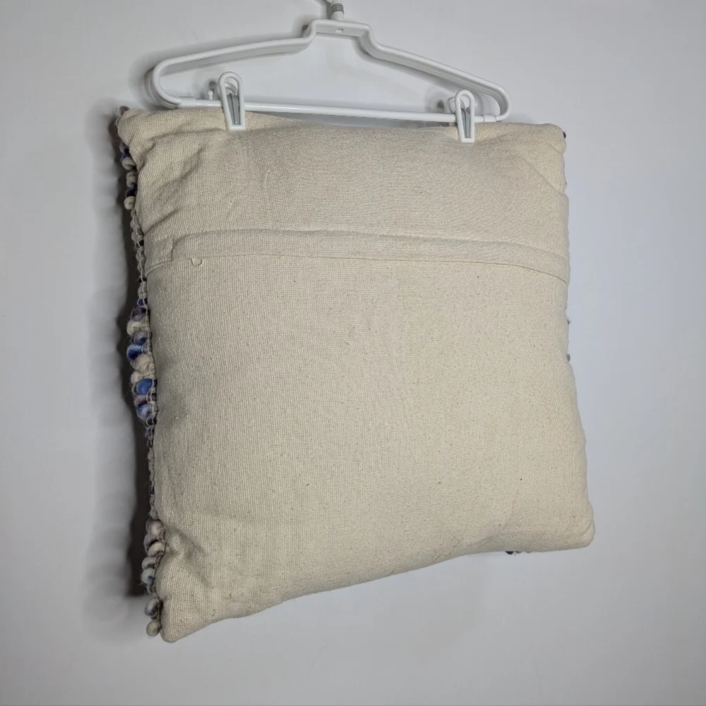 NWT Safavieh cream purple blue woven textured cotton & wool pillow 20x20